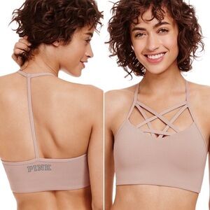 🤎 Victoria’s Secret VS PINK Beige Strappy Ultimate Sports Bra Bralette